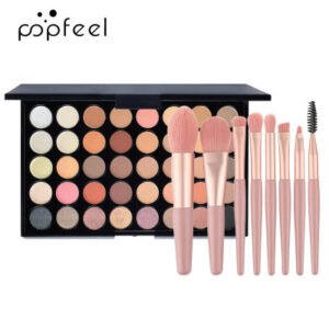 ظلال عيون من POPFEEL بـ 40 لونًا، لوحة ظلال عيون احترافية، لوحة متكاملة بألوان مطفية ولامعة، مقاومة للماء ومضادة للتعرق